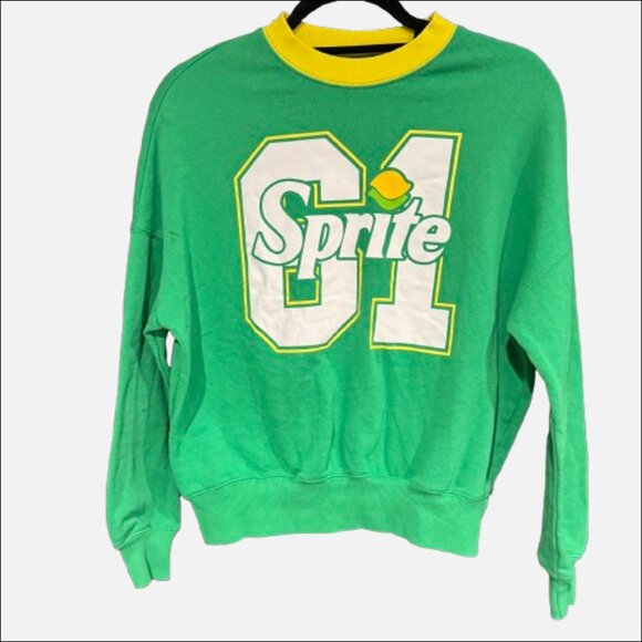 Sprite 61 Sweatshirt Green Yellow Crew Neck Long Sleeves Women's (Size XXS) - Picture 1 of 8